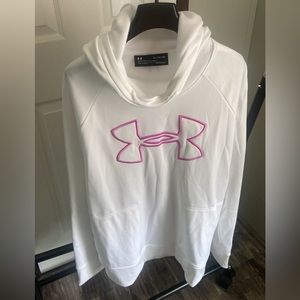 White and pink under armour hoodie. No stains.